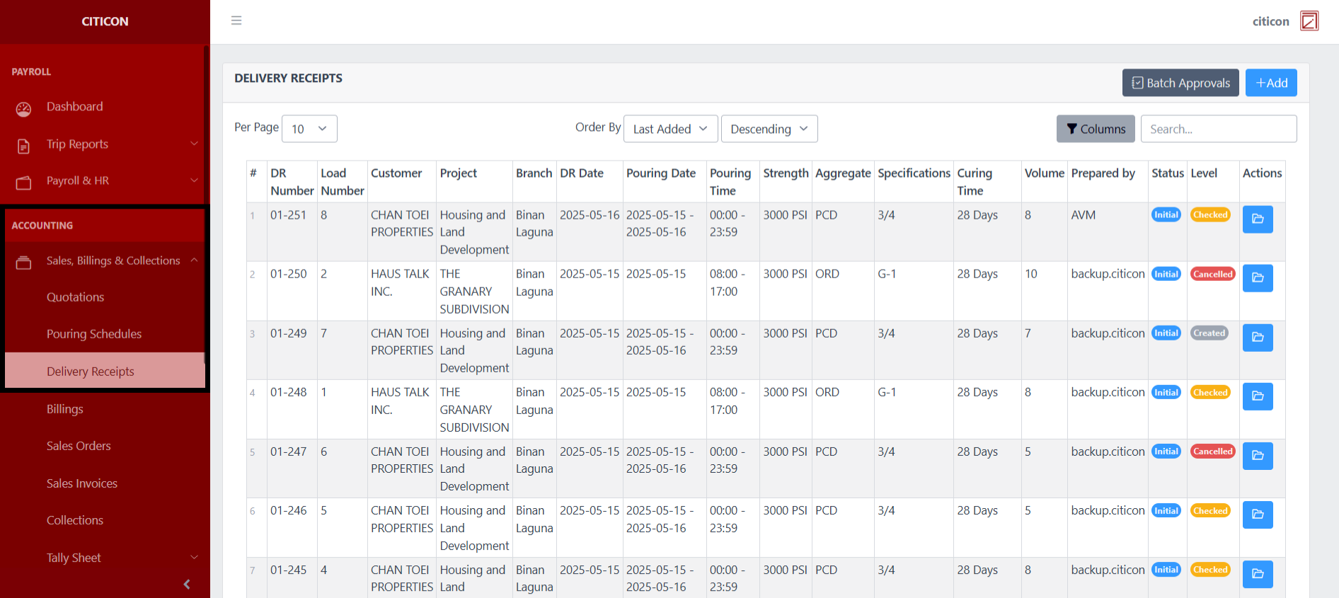 Delivery Receipts Index1