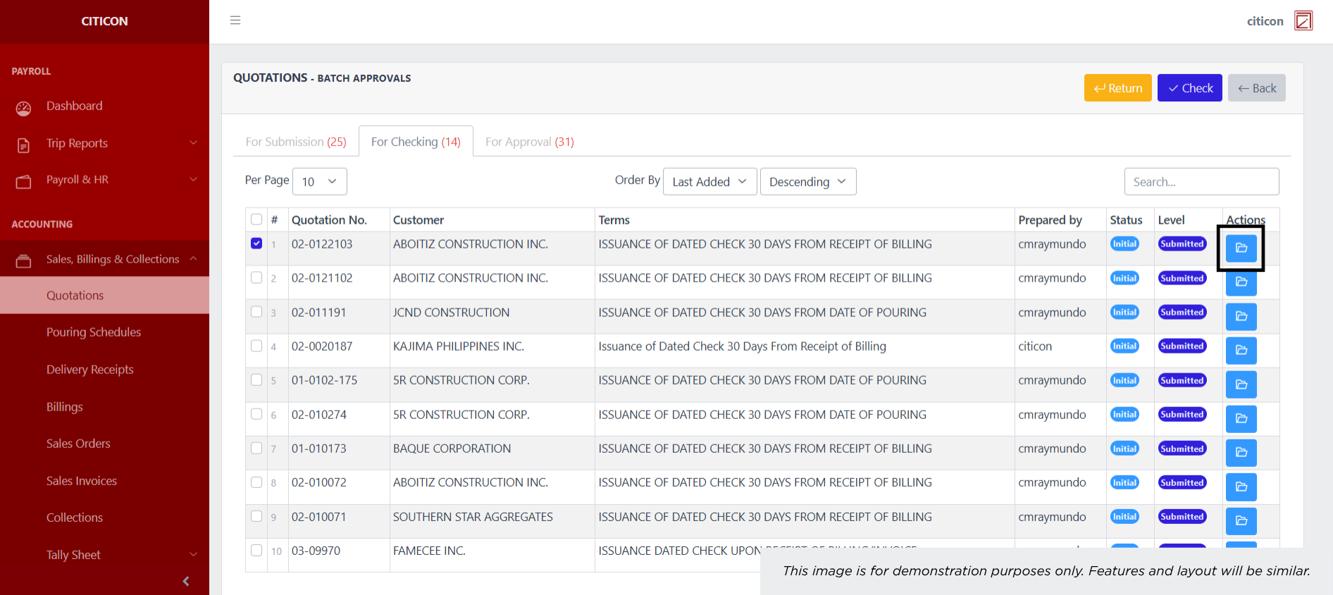Pouring Schedules Check5