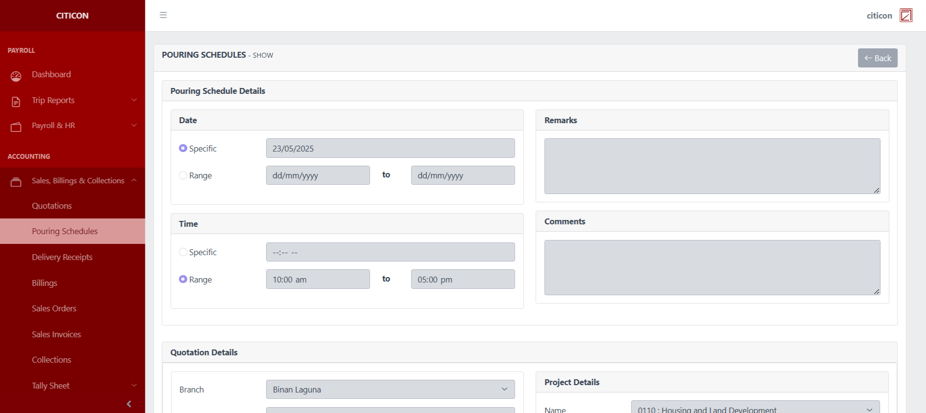 Pouring Schedules Show2