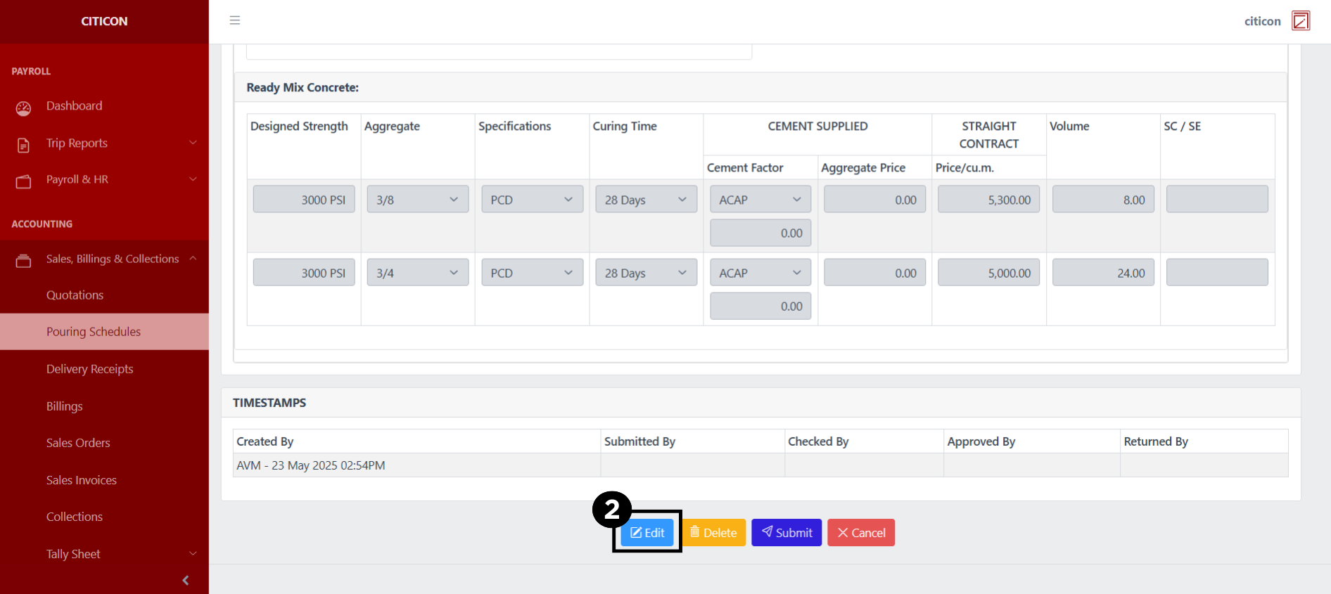 Pouring Schedules Update2
