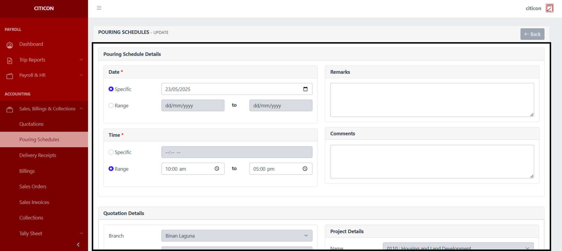Pouring Schedules Update3