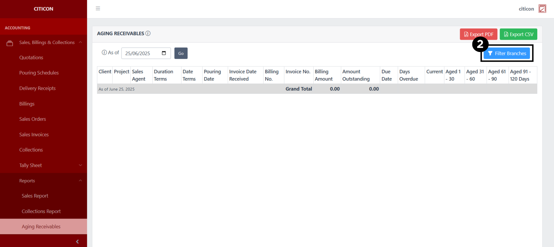 Reports (Aging Receivables) Generate2