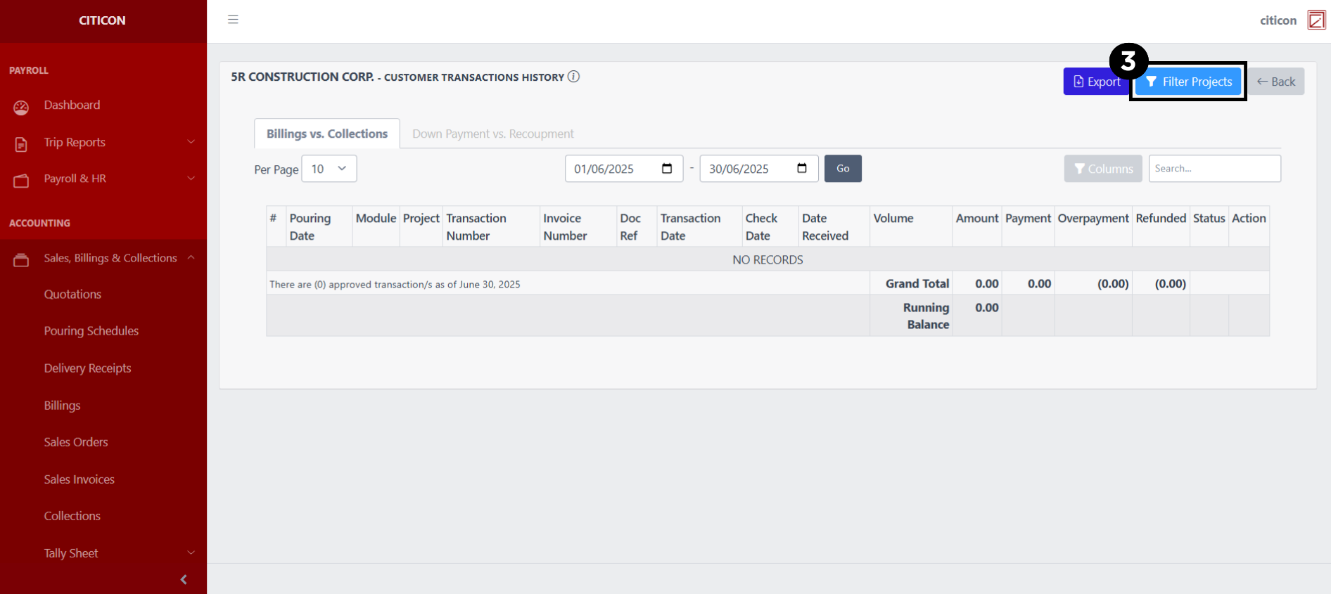 Reports (Customer Transaction History) Generate3
