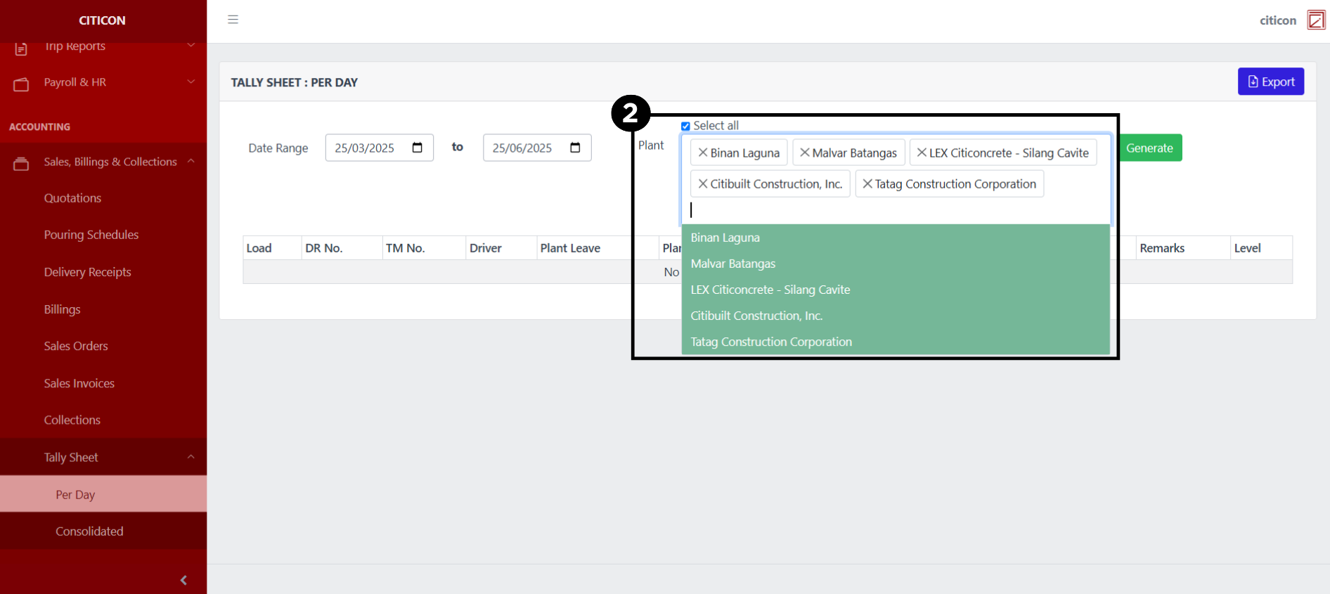 Tally Sheet (Per Day) Generate2