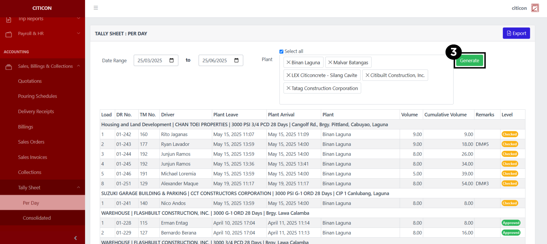 Tally Sheet (Per Day) Generate3