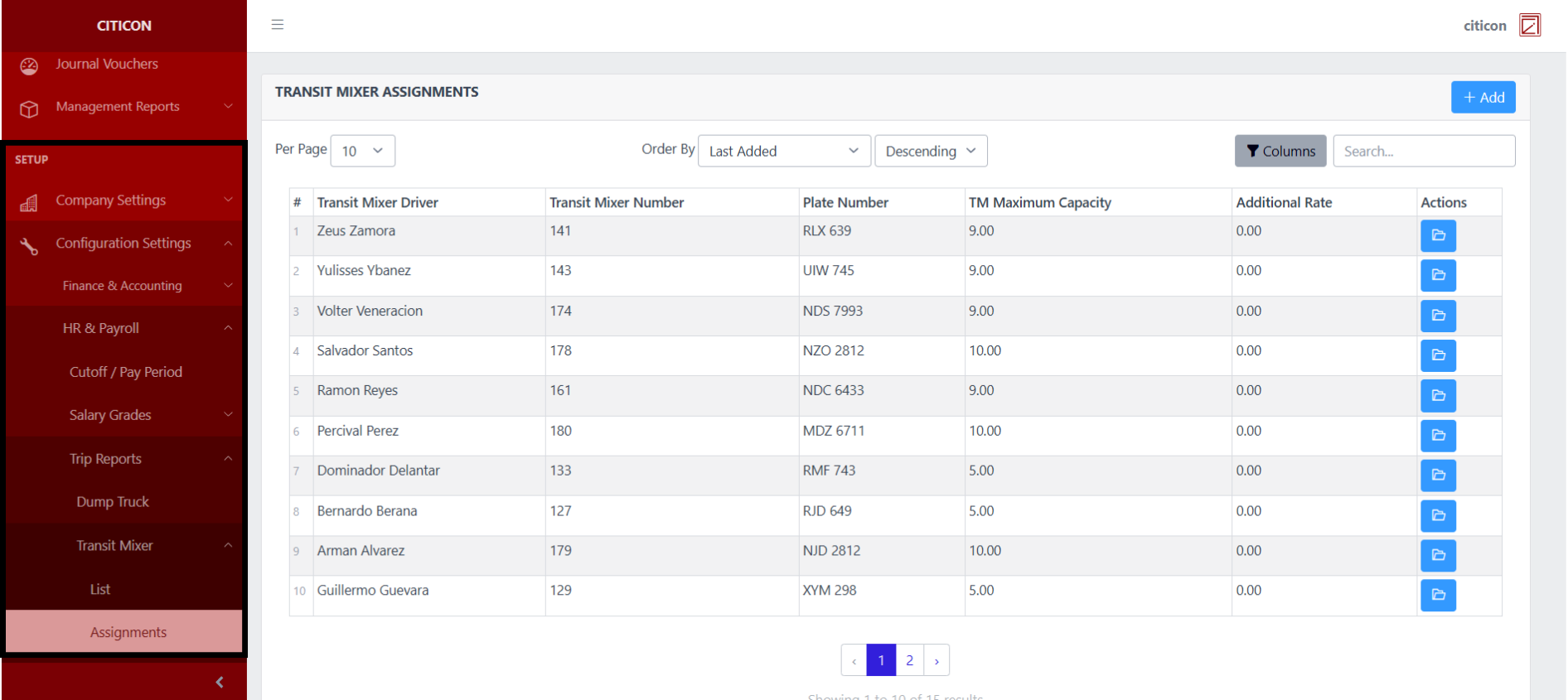 Trip Reports-Transit Mixer-Assignments Index1