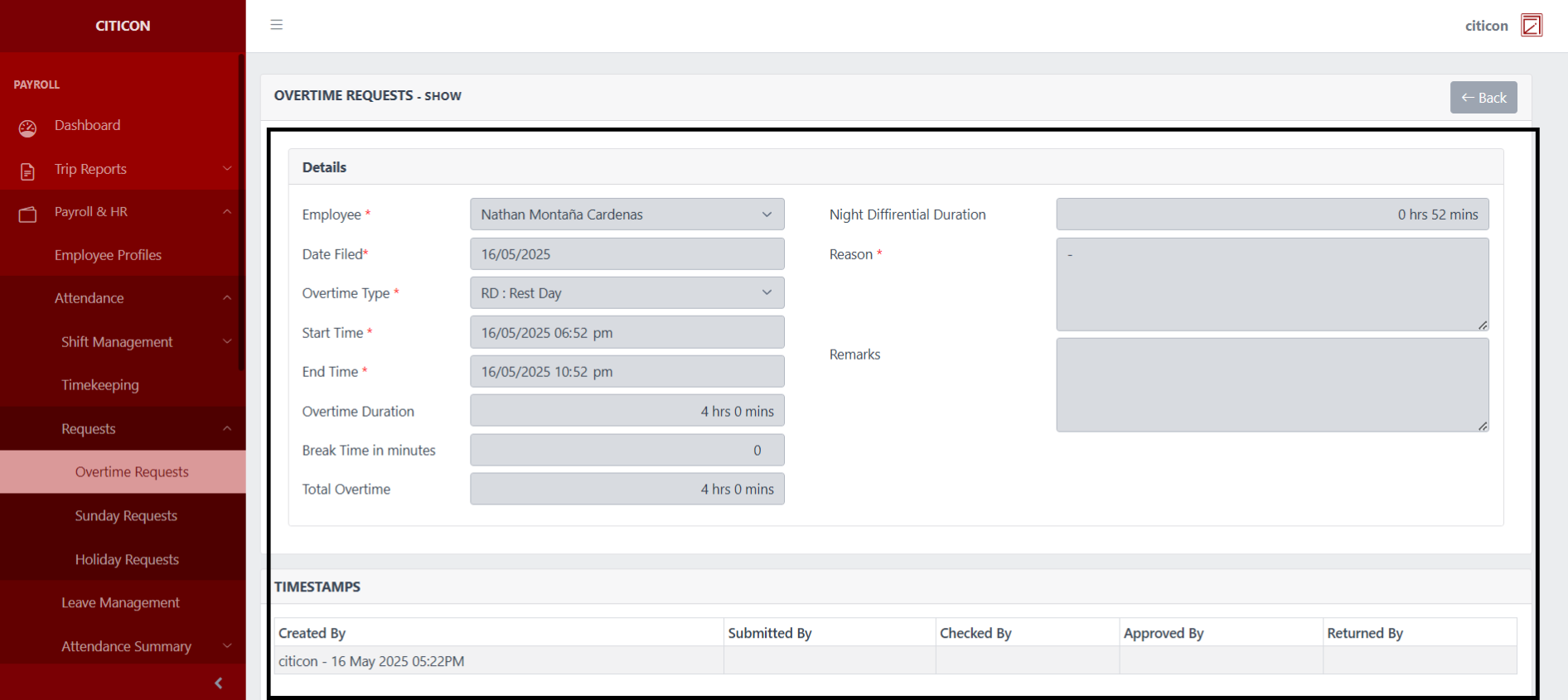 Overtime Requests Show2