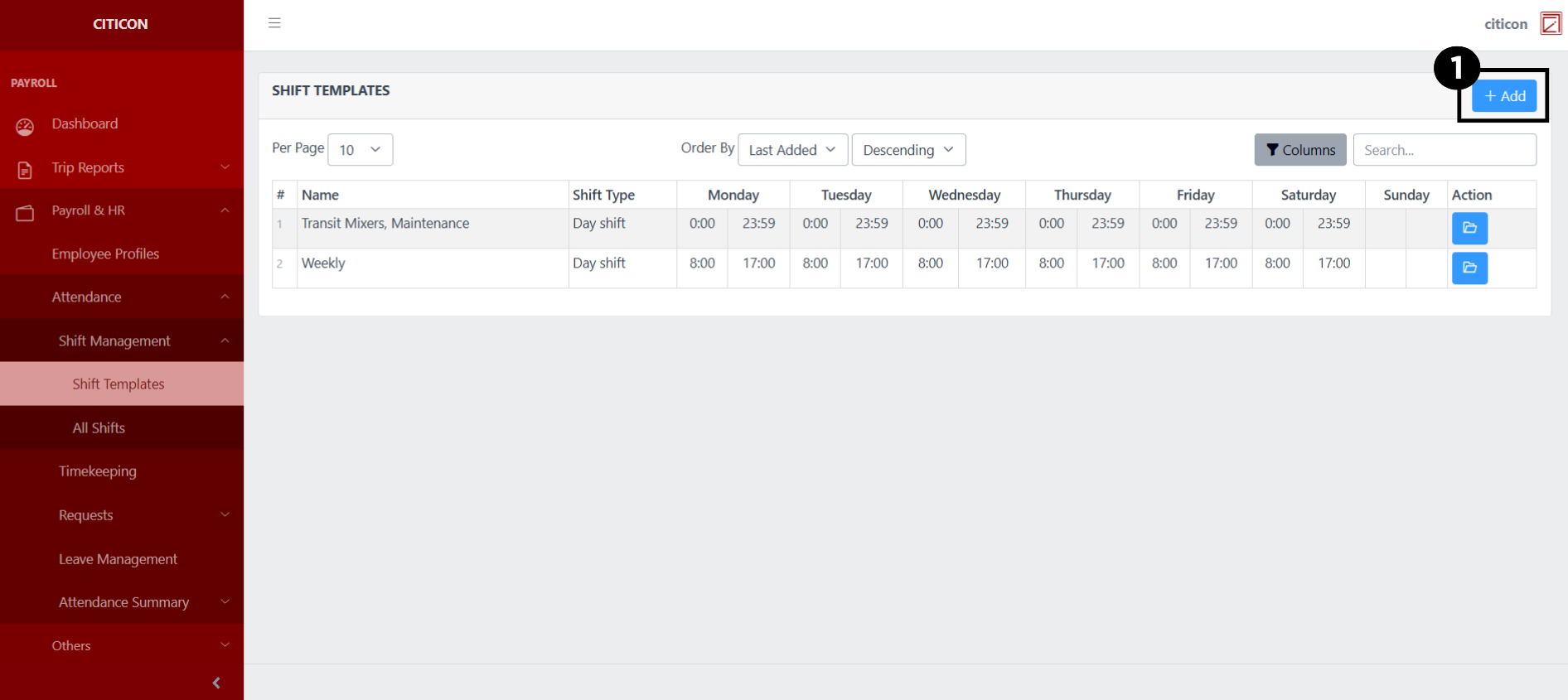Shift Templates Add1