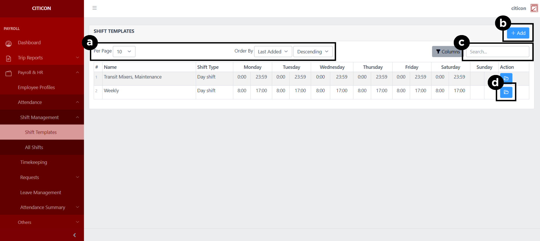 Shift Templates Index2
