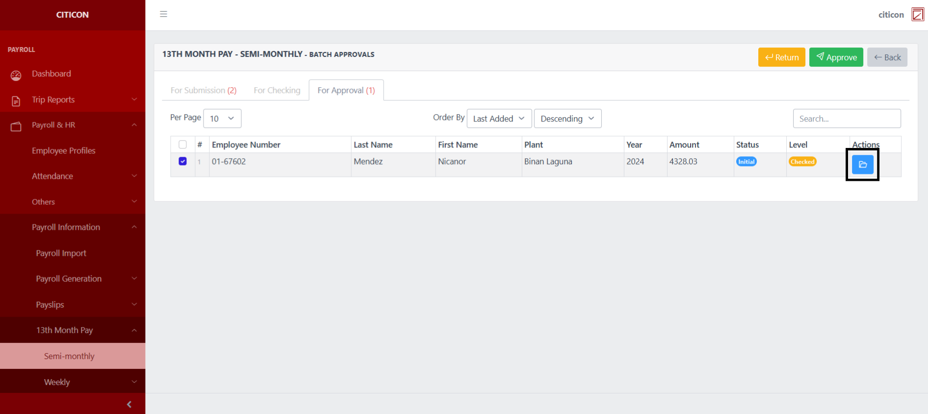 13th Month Pay - Semi-Monthly Approve5
