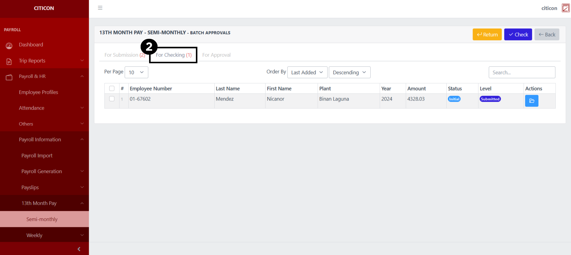 13th Month Pay - Semi-Monthly Check2