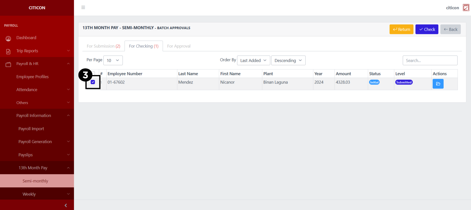 13th Month Pay - Semi-Monthly Check3