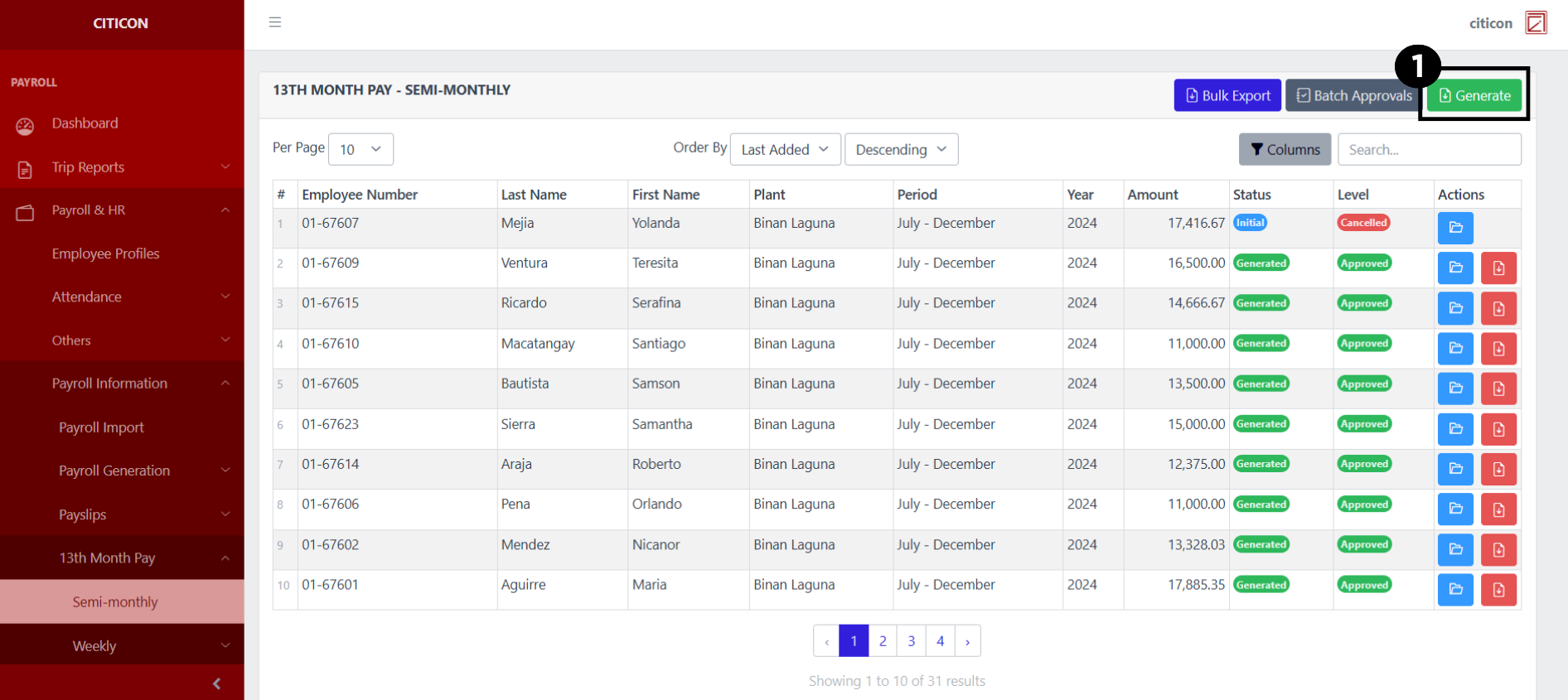 13th Month Pay - Semi-Monthly Generate1