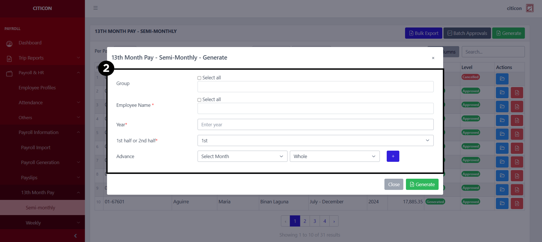 13th Month Pay - Semi-Monthly Generate2