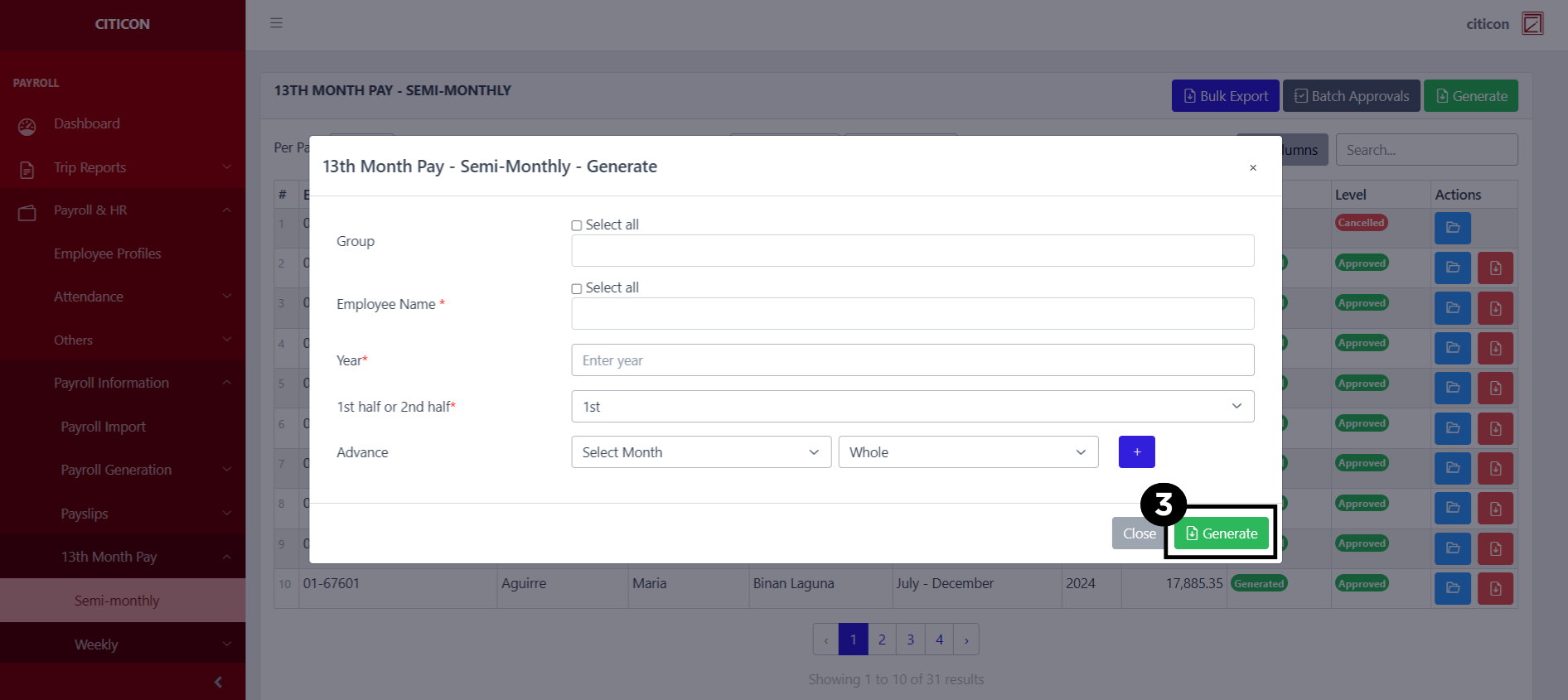 13th Month Pay - Semi-Monthly Generate3