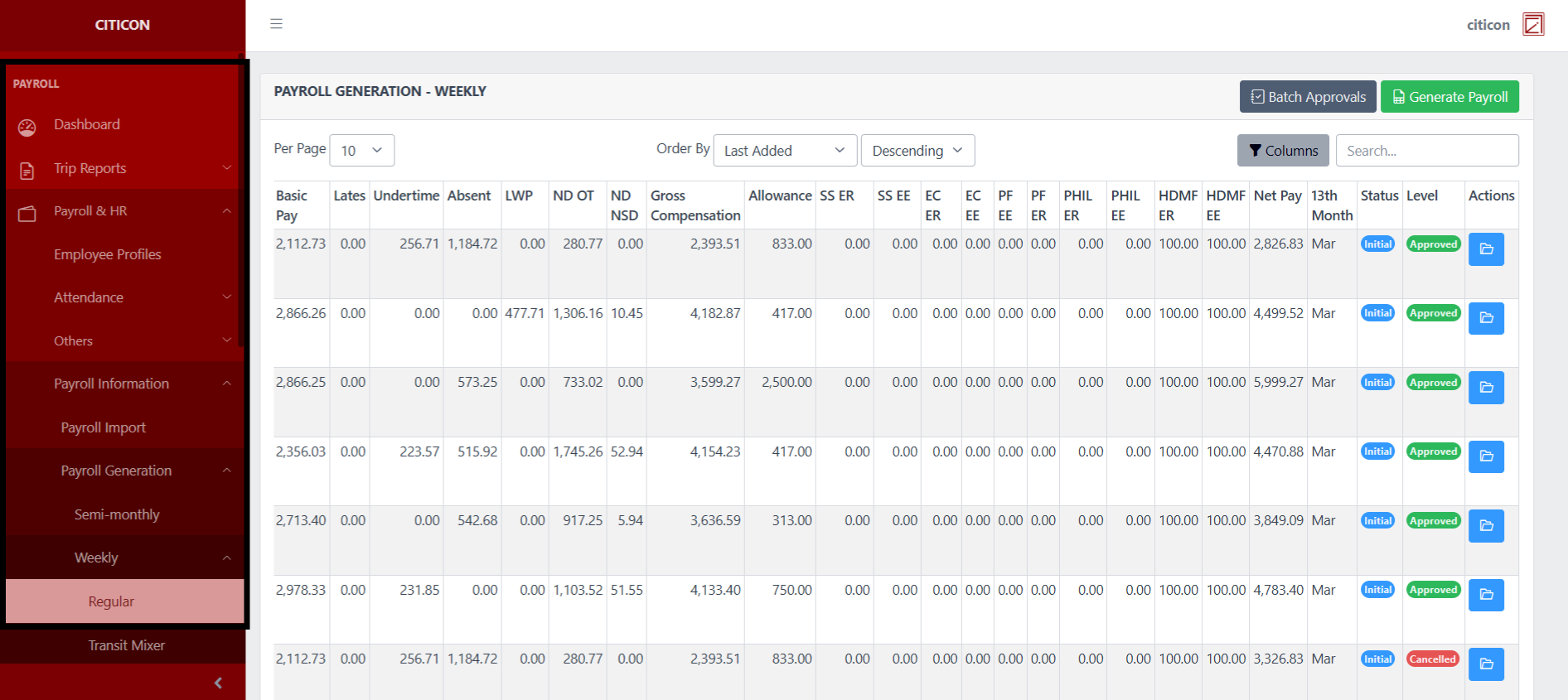 Payroll Generation - Weekly (Regular) Index1