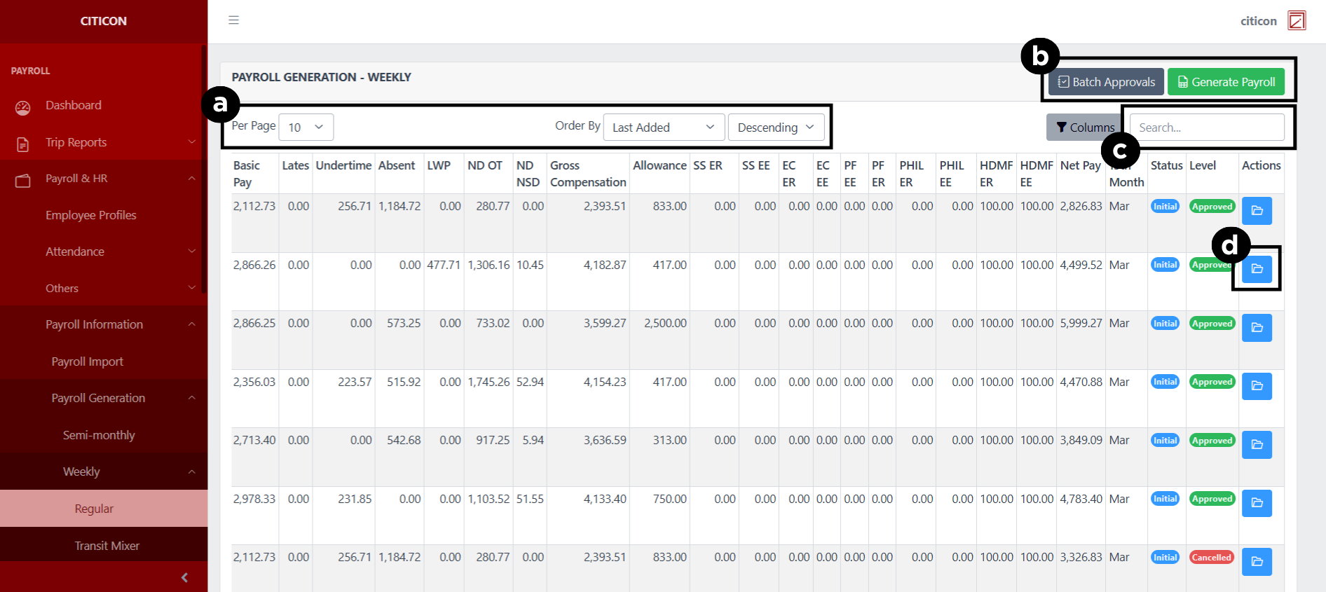 Payroll Generation - Weekly (Regular) Index2