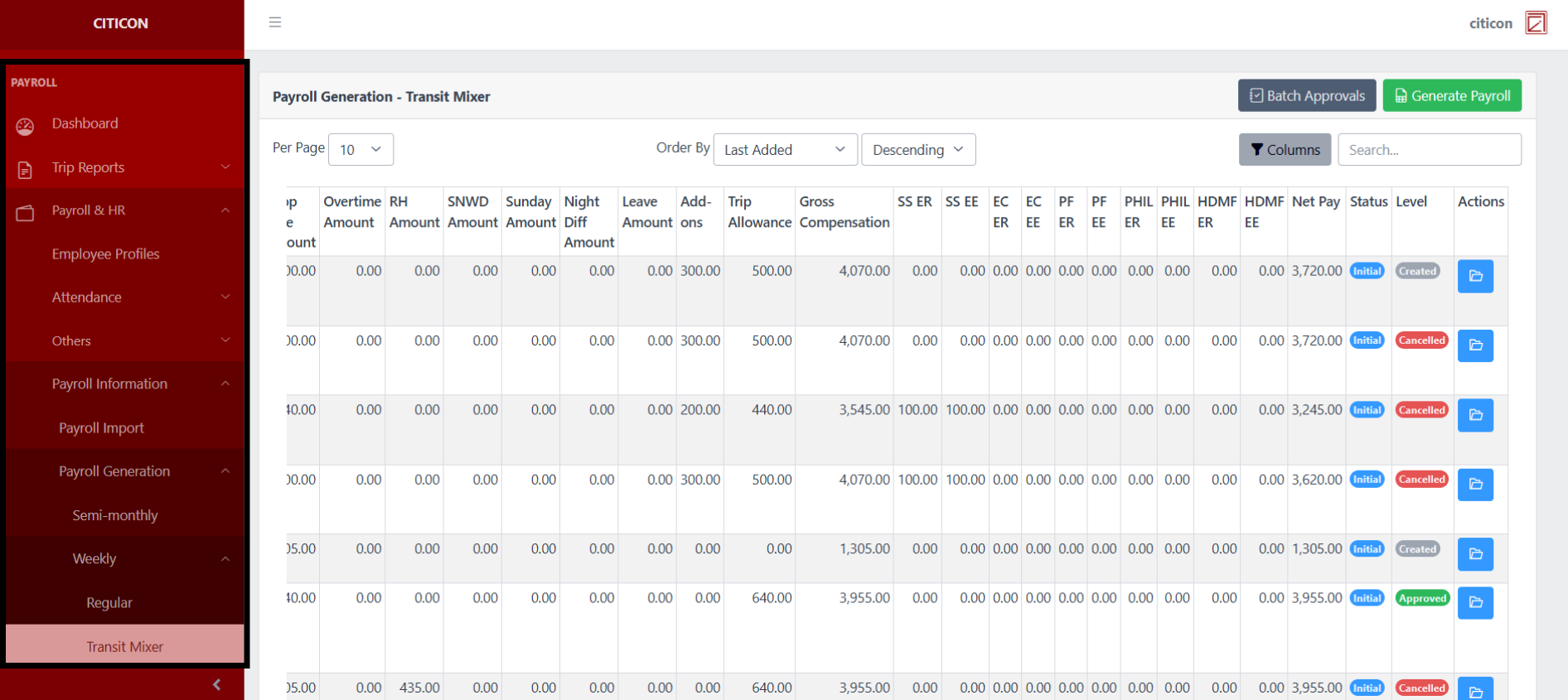 Payroll Generation - Weekly (Transit Mixer) Index1