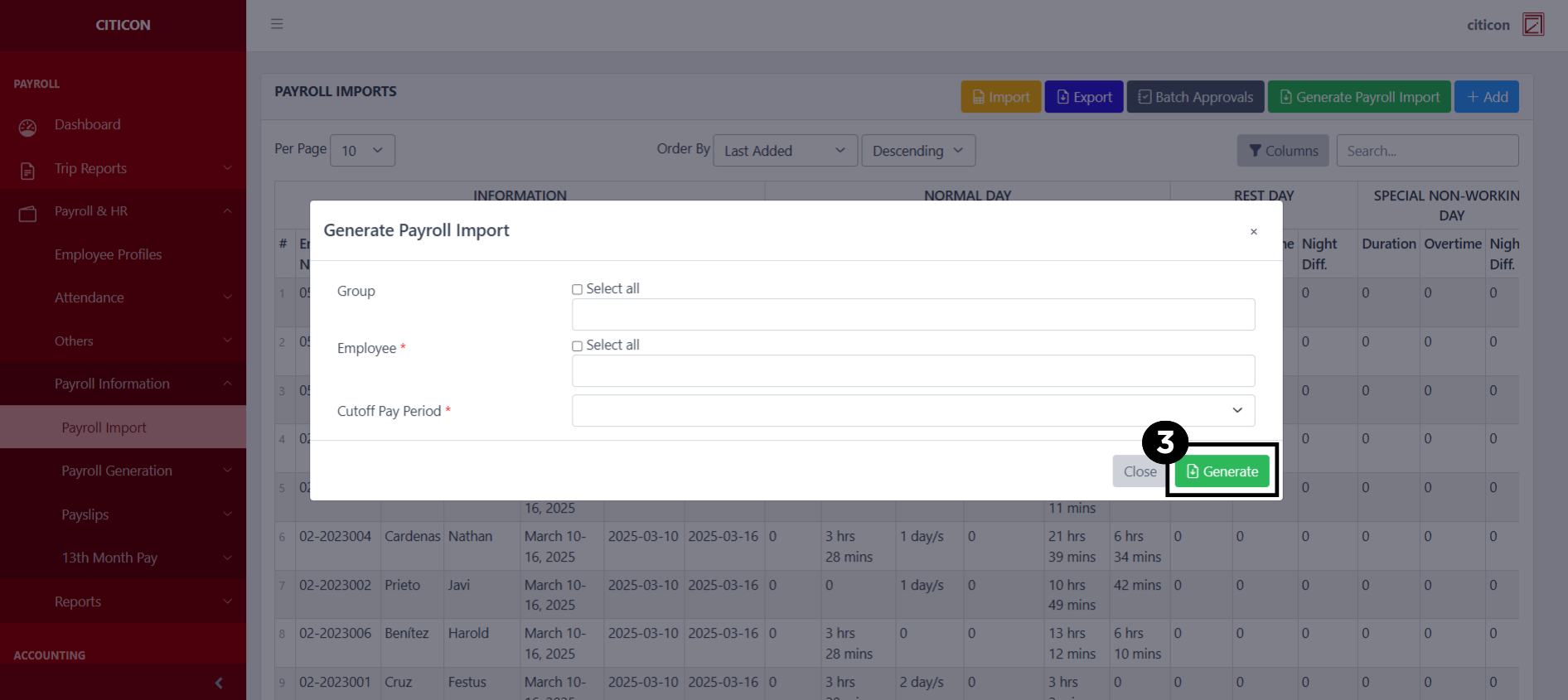 Payroll Import Generate3