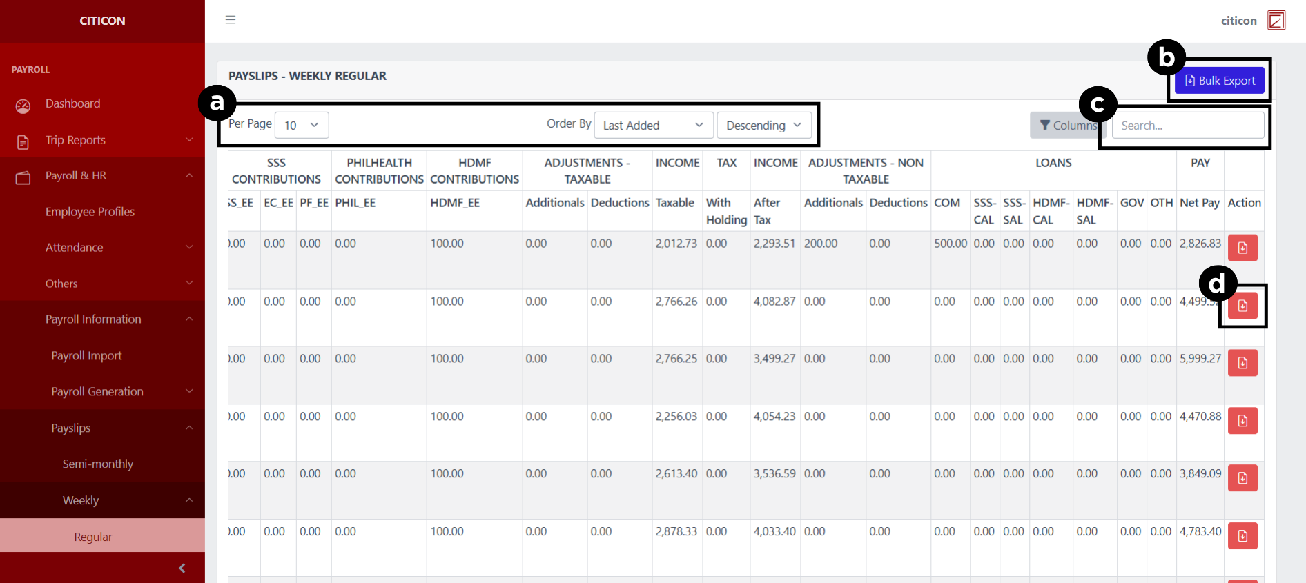Payslips - Weekly (Regular) Index2