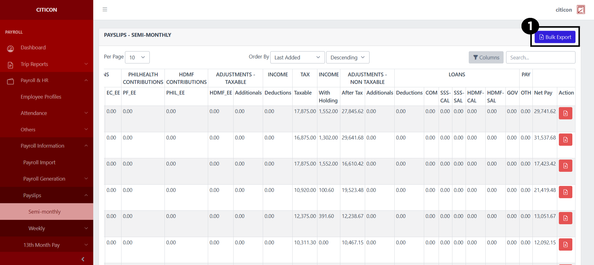 Payslips - Semi-Monthly Export1