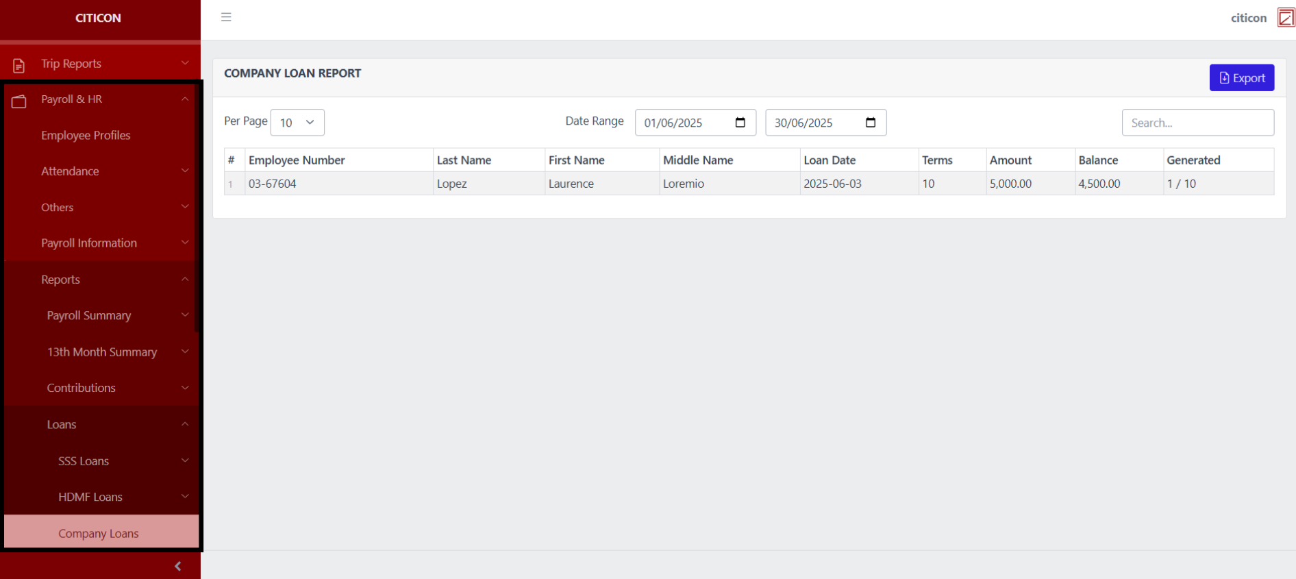Loans - Company Loans Index1
