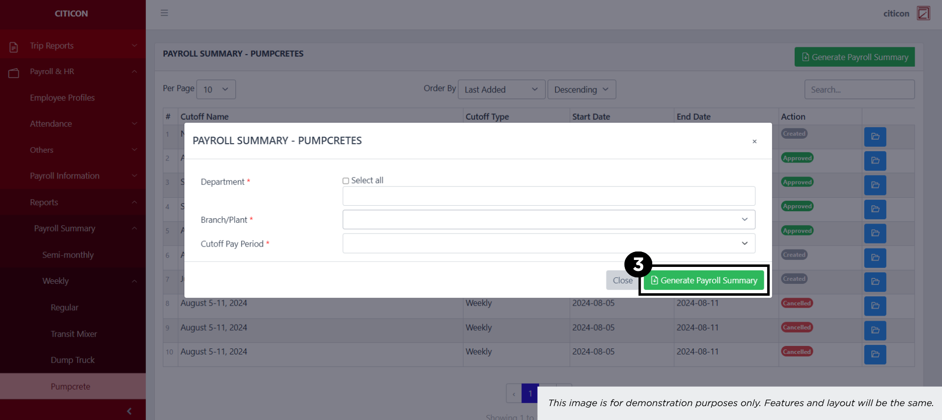 Payroll Summary - Weekly (Transit Mixer) Generate3