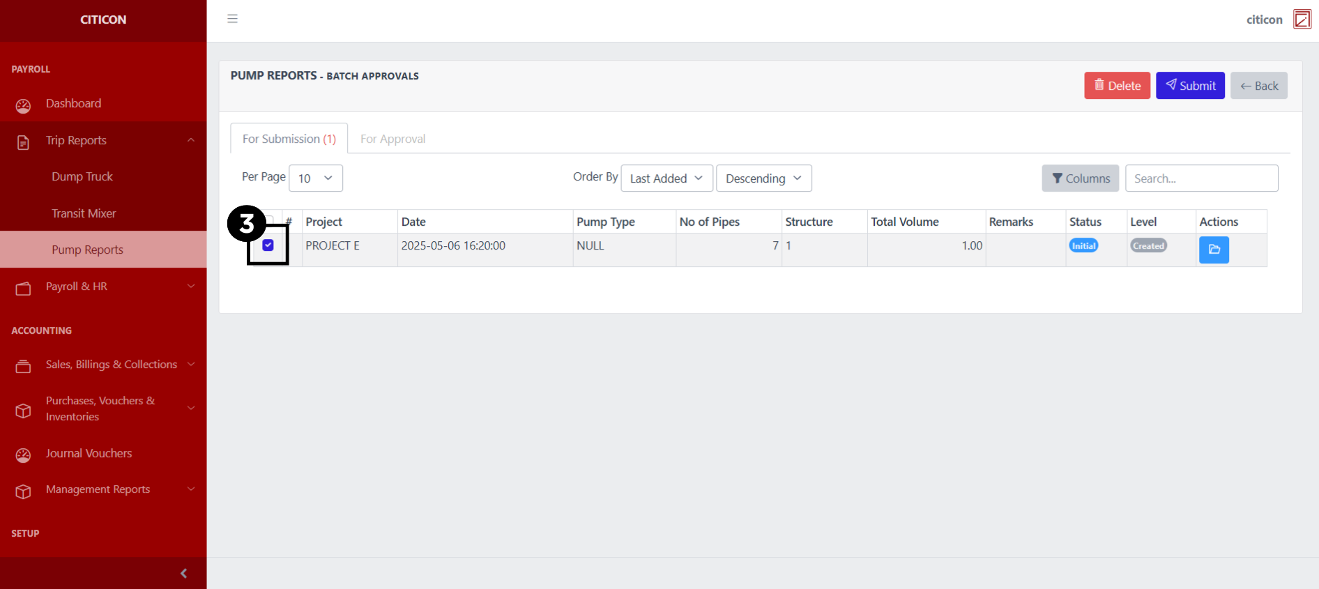 Pump Reports Submit3