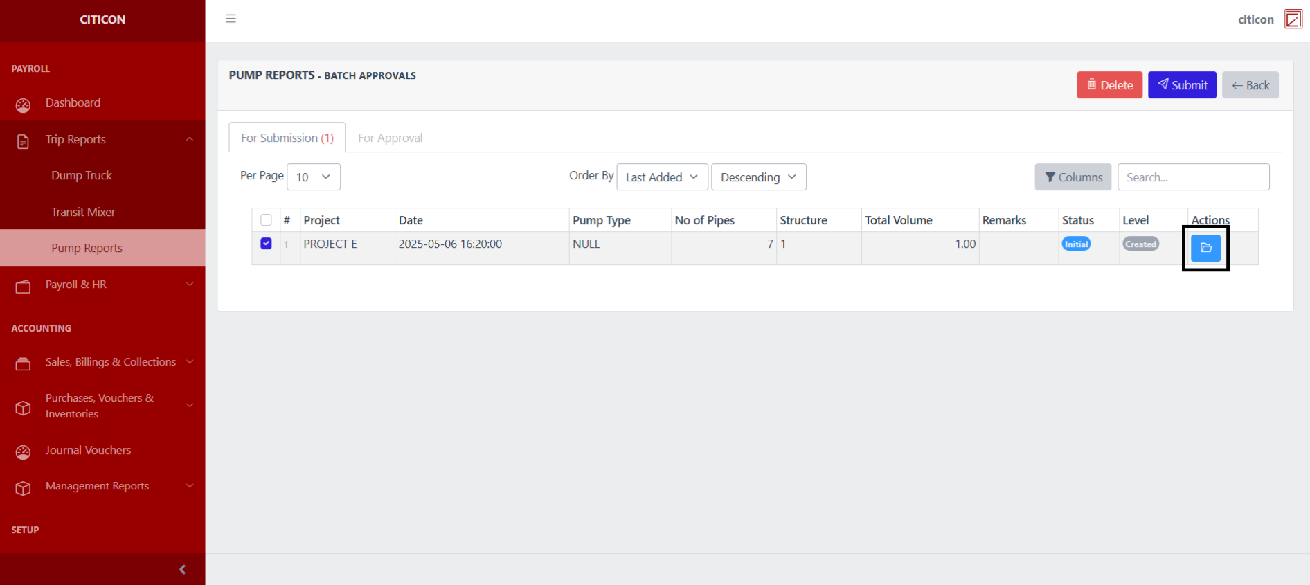 Pump Reports Submit5