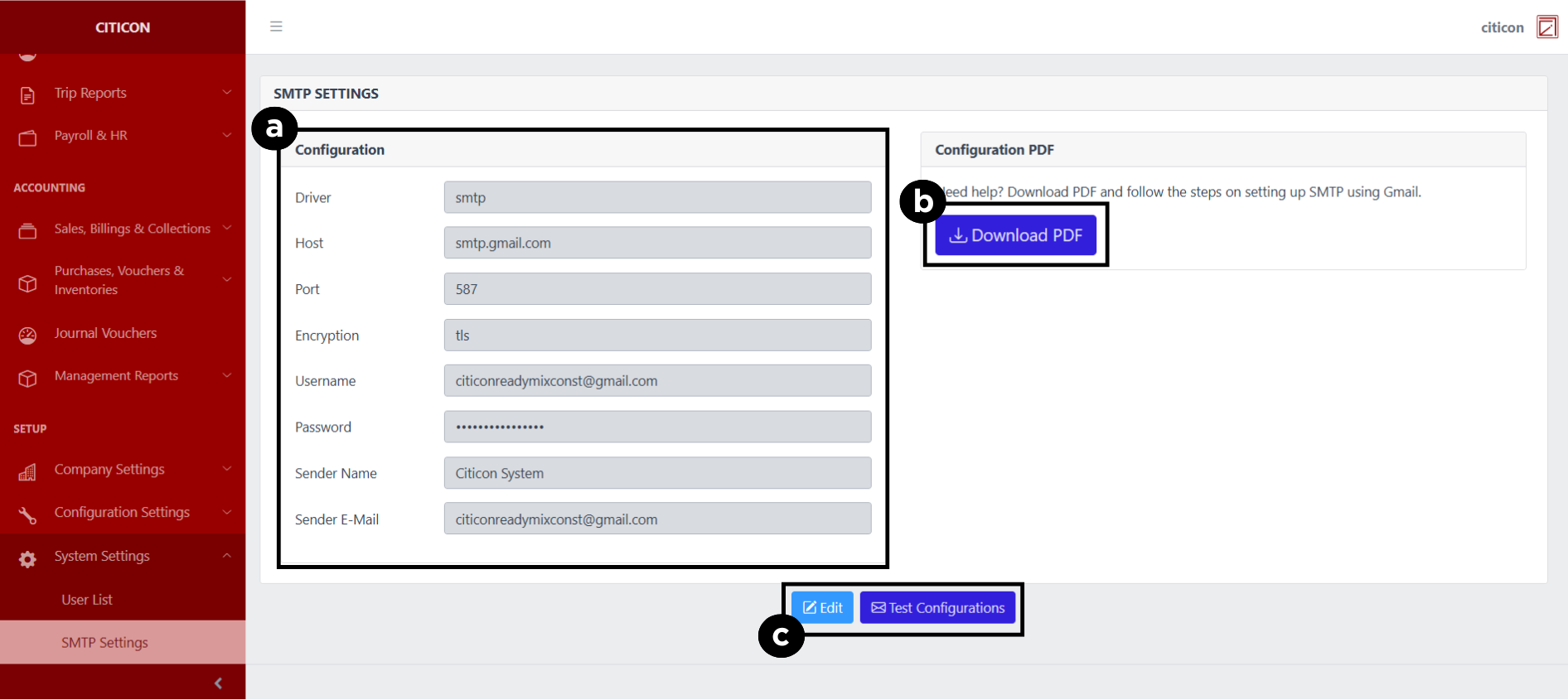 SMTP Settings Index2